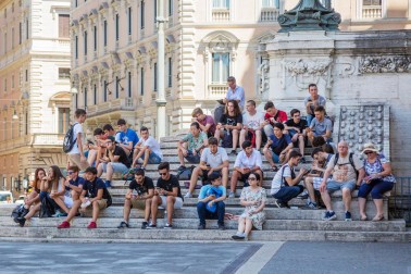 People meet to play Pokemon Go in Rome, Italy.